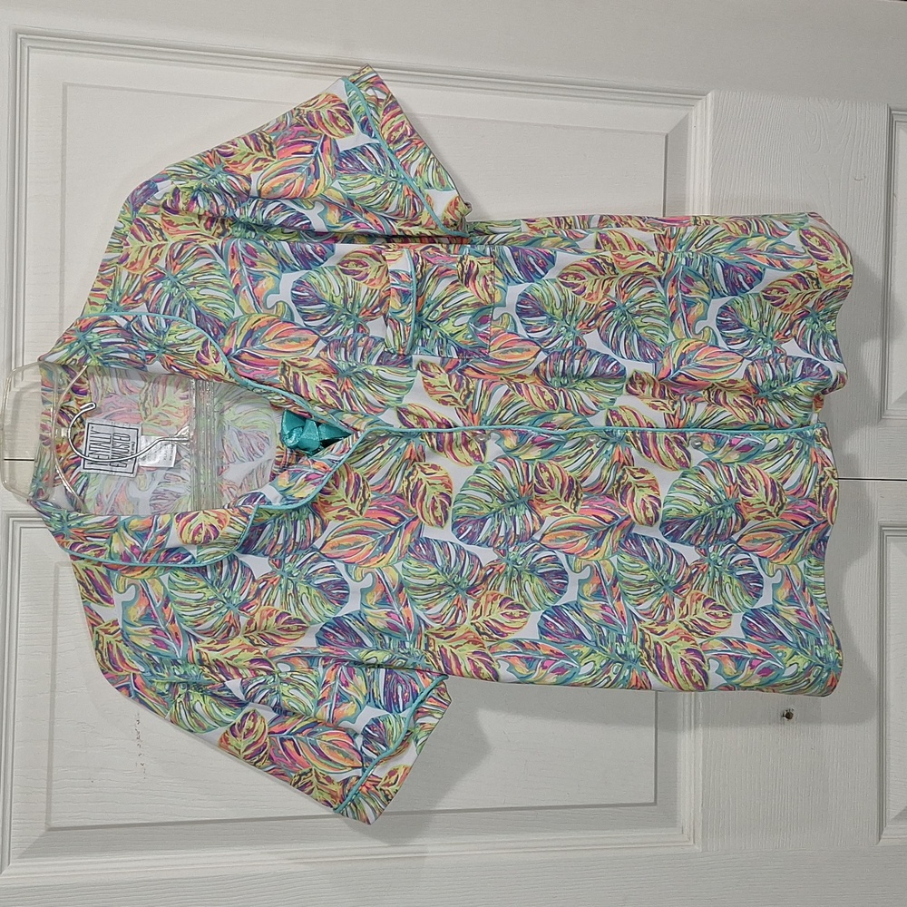 Mentally Exhausted pajama set elastic shorts button up - XL - soft cotton blend